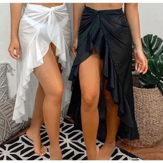 Saida de praia, pareo ,canga ,saida longa, preto ,branco premium tamanho unico