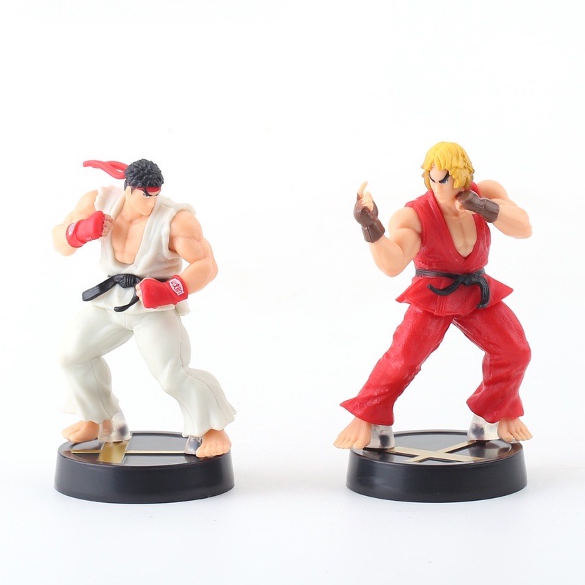 Anime Game Figures Street Fighter Boneca De Brinquedo Em PVC Cerca De 10 cm White Hoshi Ryu Red Ken Masters Figura De Ação Do Modelo