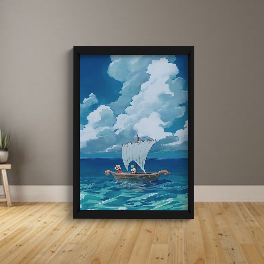 Quadro One Piece Onde Tudo Começou Luffy C/ Moldura Vidro
