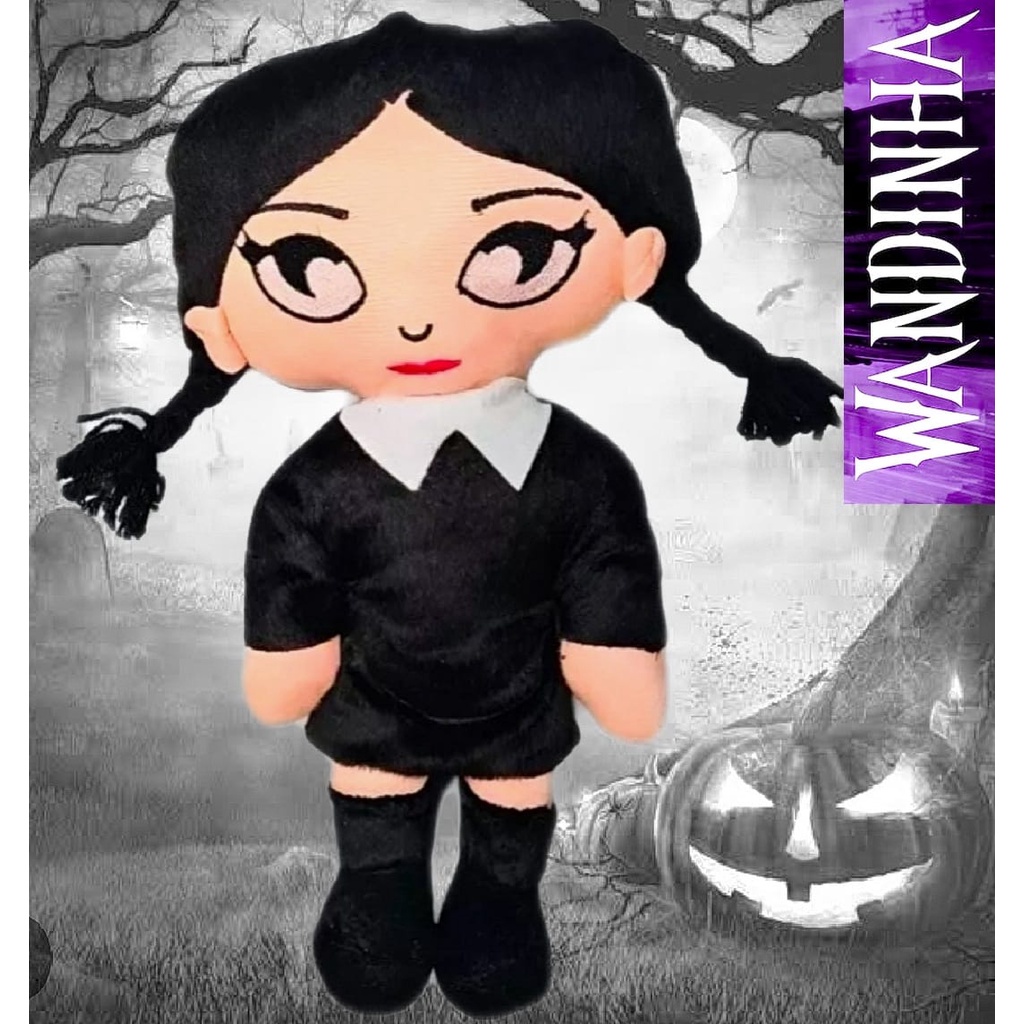 Boneca Wandinha Addams Pelúcia Coleção Infantil Nova Série 38cm