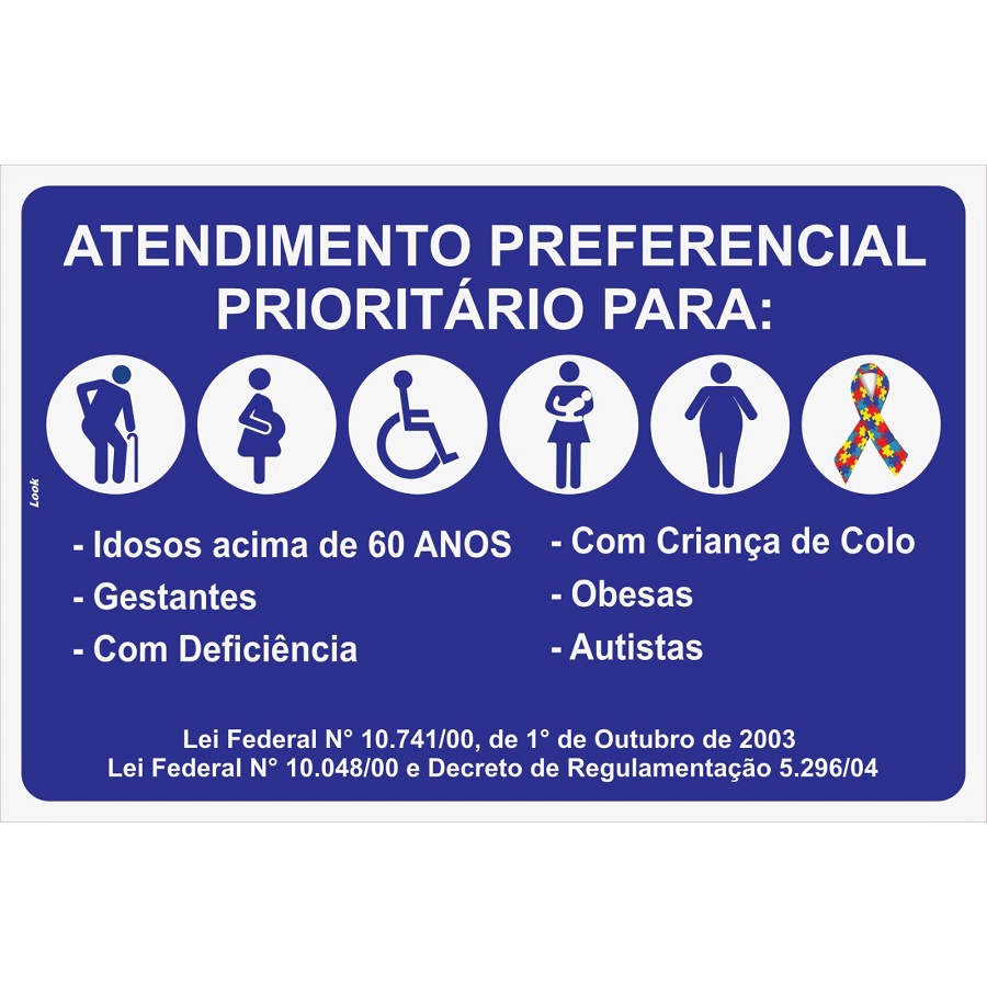 Placa de Sinalização Atendimento Preferencial Prioritário Idosos acima ...