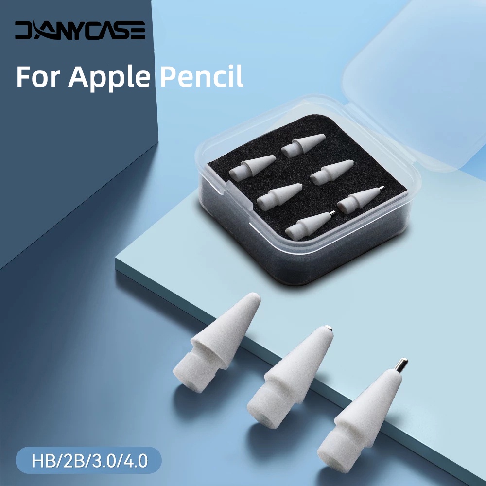 6pcs Dicas De Lápis Com Caixa Para Apple 1a Geração Mamilo De Substituição Macia De Dupla Camada 2H 2B 3.0 4.0 iPad Stylus Nibs