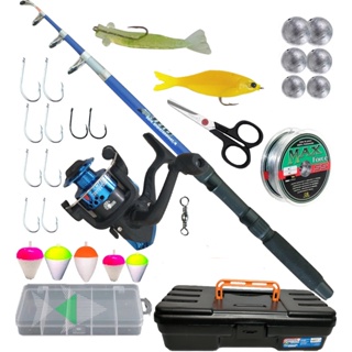 Kit Vara Pesca Telescopica Completa Com Molinete E Acessorios