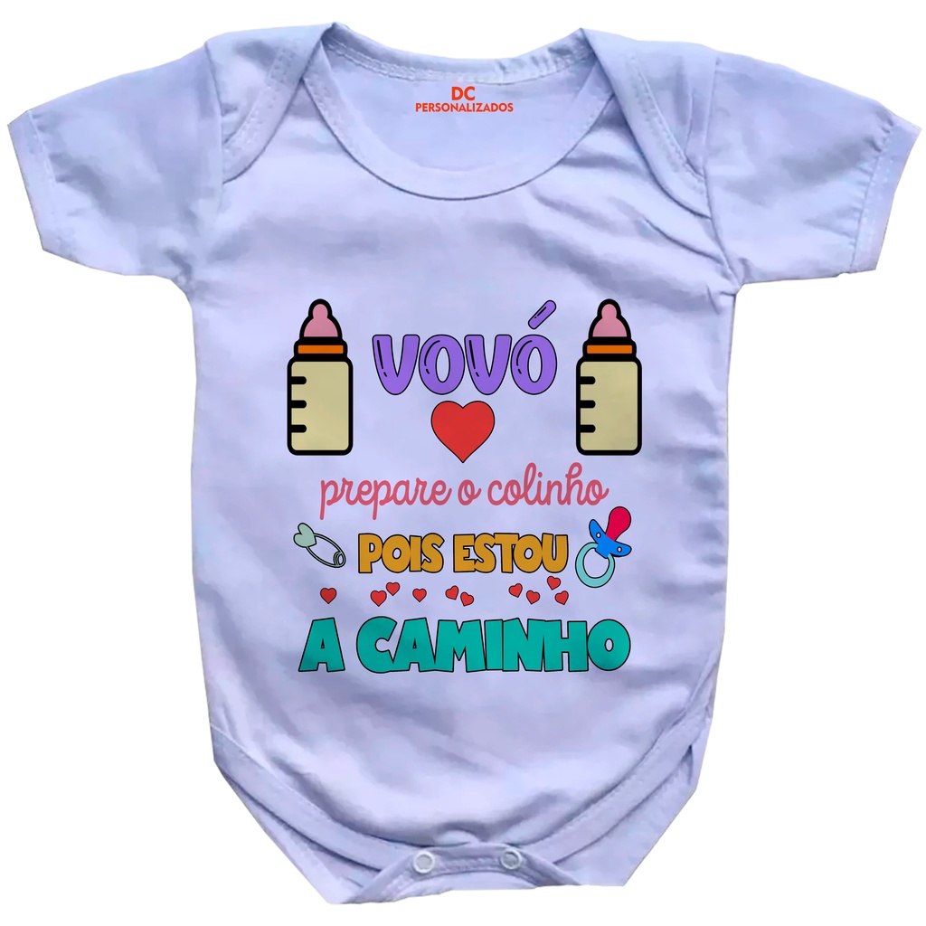 Roupa Body De Bebê Personalizado Revelar Gravidez Vovó #629