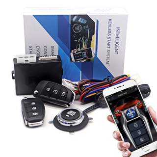 Alarme de carro universal Sistema de entrada sem chave Alarme Sistema de parada automática com travamento central e botão de partida do motor Sistema de imobilizador de carro com botão de partida e alarme antirroubo