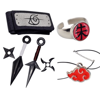 Kit Akatsuki Capa + Bandana + Anel Hidan Aldeia Vila Oculta das Fontes  Termais Renegado Anime Naruto