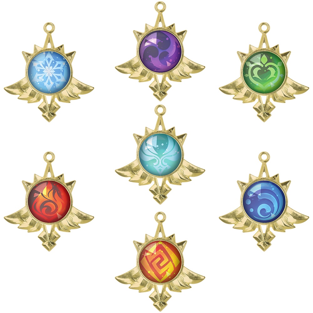 7 Visões Genshim Impact Todos Elementos Pingentes Metal