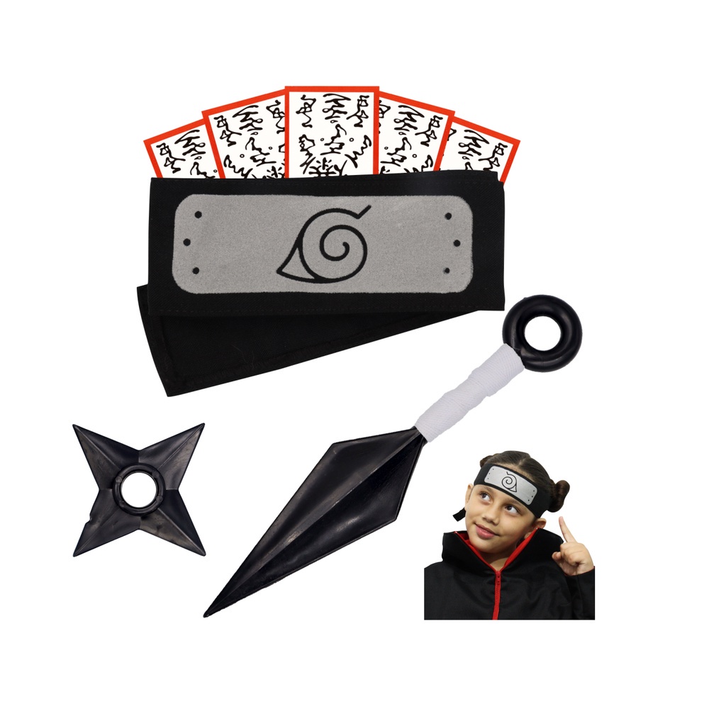 Fantasia Sasuke Uchiha Infantil Kit+bandana+kunai+shuriken