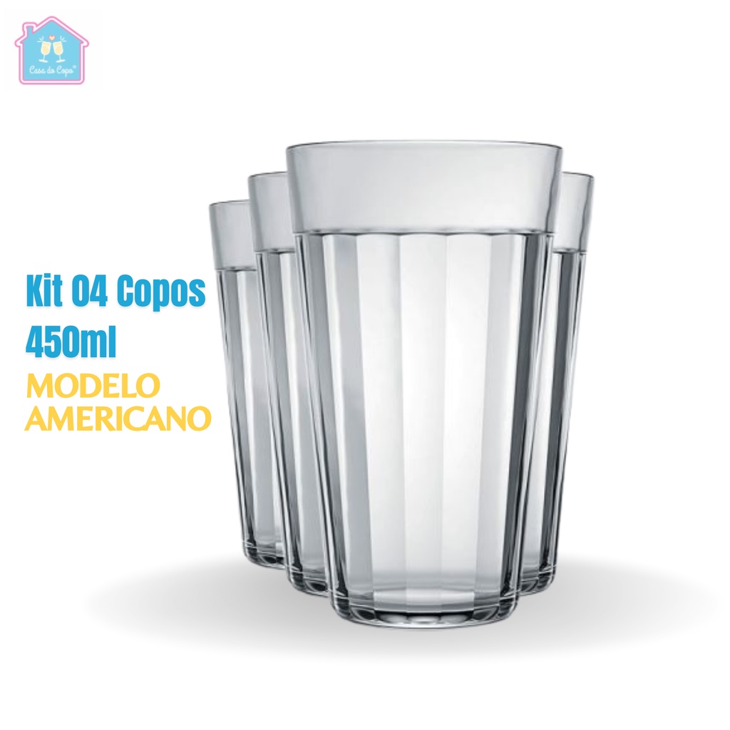 Jogo Copo Americano Para Drinks Com 4 Peças