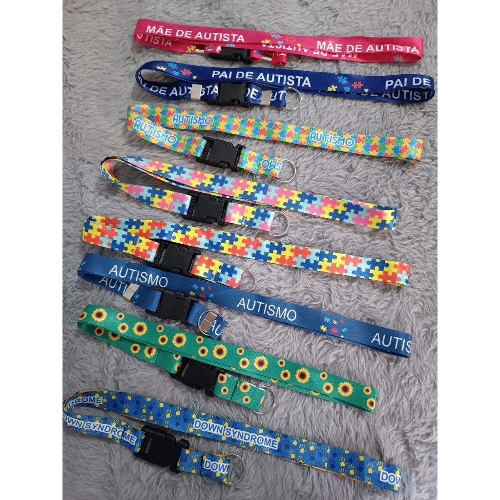 Cordão Autismo, girassol e síndrome de down