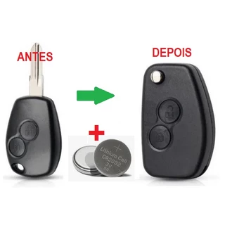Capa Chave Canivete Alarme Renault Duster Sandero Logan + Bateria em Oferta na Shopee