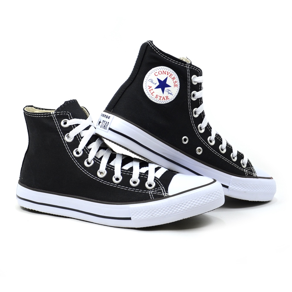 Converse All Star Preto Tachas Prata Vintage sapatos unissex adulto Preto  De Lona