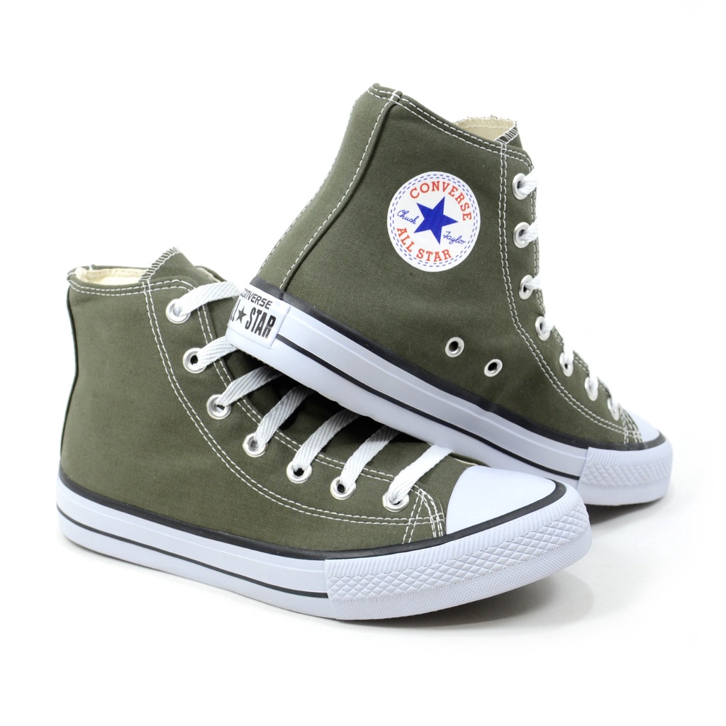 Tenis Cano Alto Botinha All Star CONVERSE Verde Militar Envio Imediato Unissex Faz a Boa