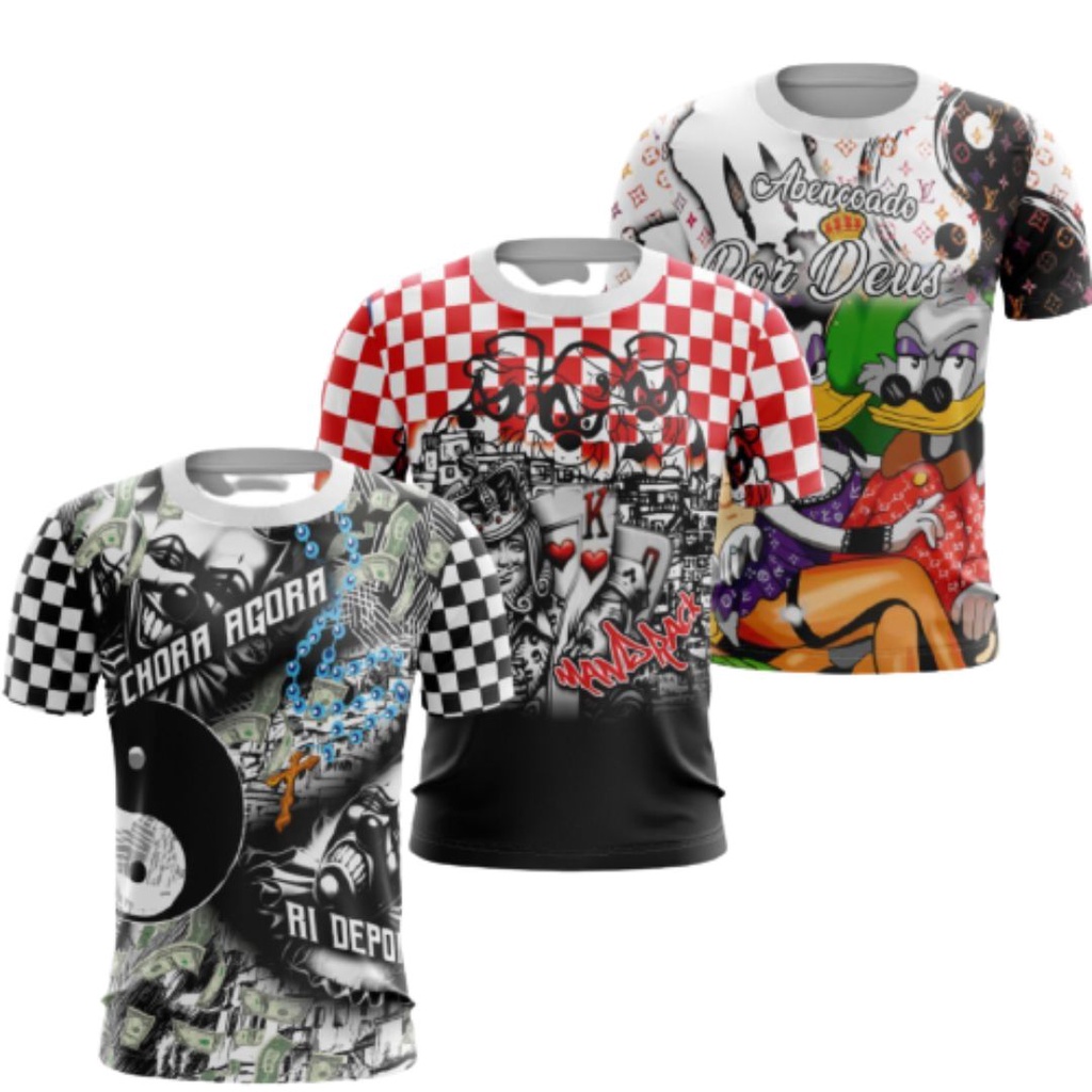 KIT 2 Camisa De Quebrada Mandrake Masculina Metralha Joker Grau Camiseta de  Favela - Amarelo