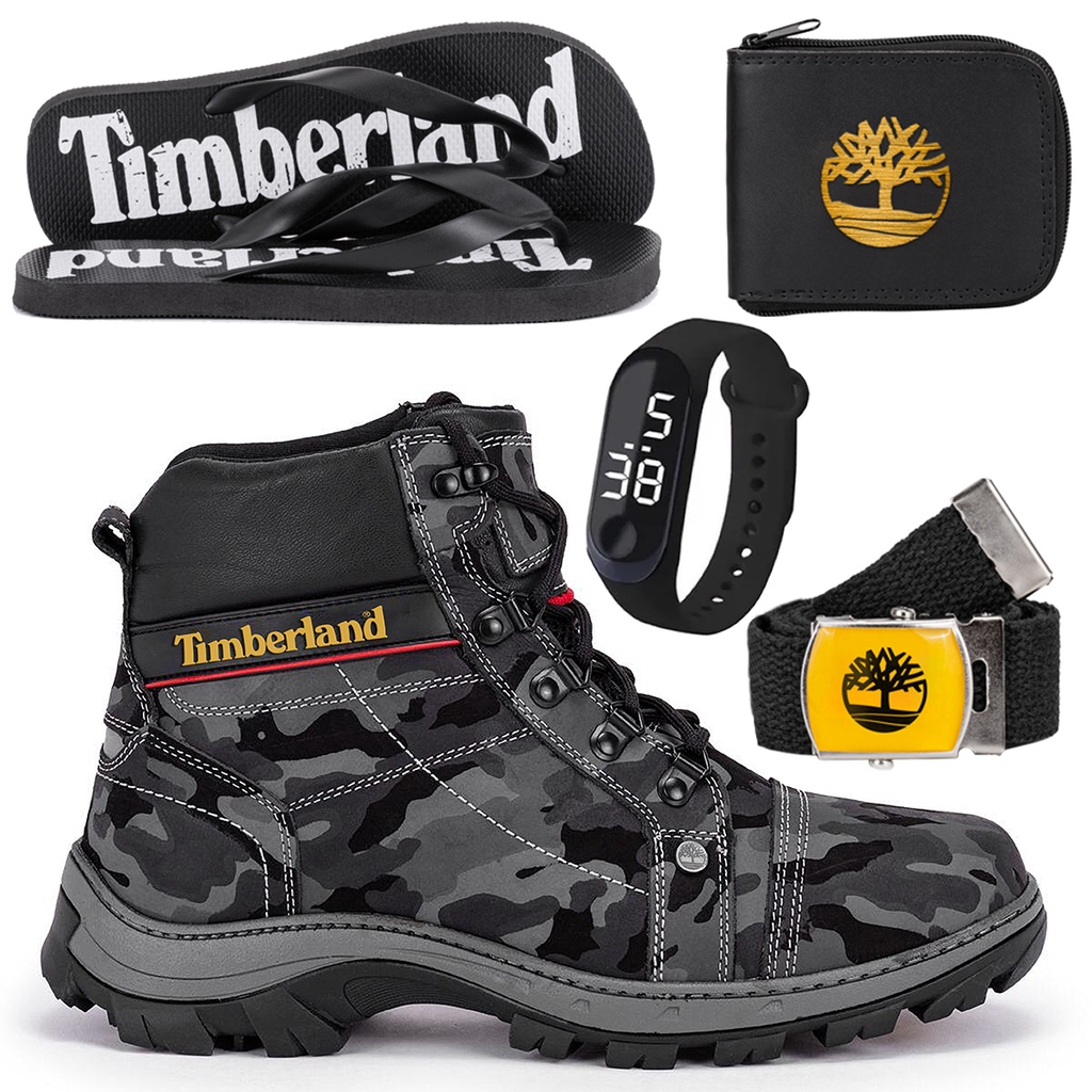 Bota Masculina Timberland Coturno Camuflado Confortável Trilha Trabalho