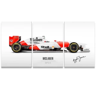 Quadro Ayrton Senna Branco 120x60 Decorativo para Sala de Jantar Arte Moderna Quarto Casal Escritório