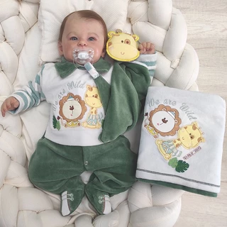 Saída de Maternidade Sonho Meu Bebê Menino Plush Safari Verde - Tamanho P em Oferta na Shopee
