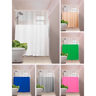 Cortina Box com Visor Lisa Em PVC Para Banheiro Anti Mofo Com Ganchos