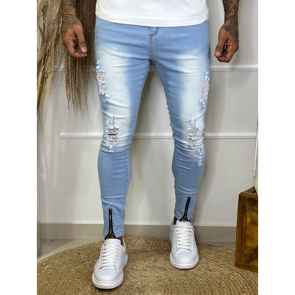 Calça masculina store com ziper lateral