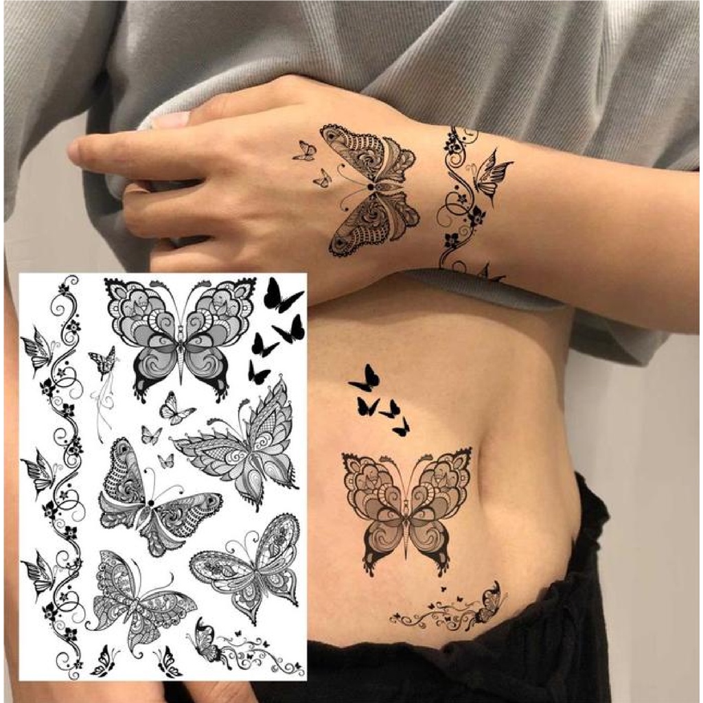 16 Tatuagens Femininas Temporária Para Mãos Removível 21x14cm - BZ-118