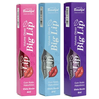 Volume Gloss Big Lip Efeito Bocão Face Beutiful Sabores Variados 4ml em Oferta na Shopee