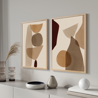 Quadros decorativos Moldura e vidro Abstrato Marrom