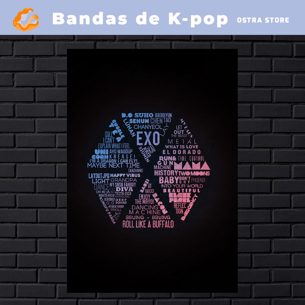 Bandas de K-pop 01 a 15 - Placa MDF & Quadro com Moldura - BTS