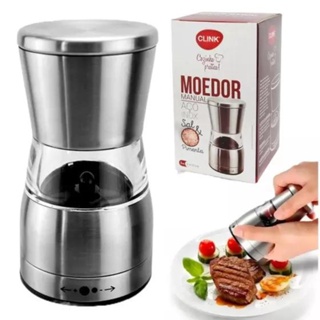 Moedor Picador de Alimentos Sal e Pimenta Especiarias De Vidro e Inox Premium em Inox Gourme - Ótima Qualidade e Acabamento Postagem Rápida