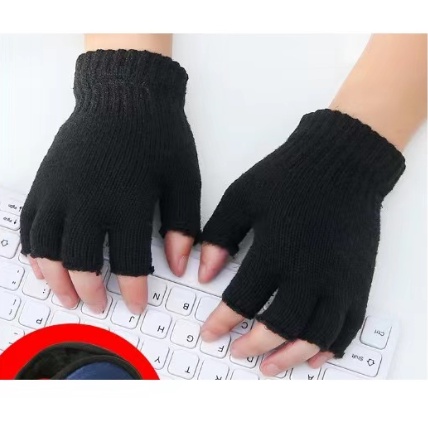 Um par de luvas sem dedos de lã antiderrapante para o inverno frio(bzst)