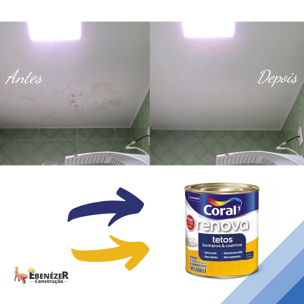 Tinta Antimofo Renova Tetos Banheiro Branco Coral 900ml Acri | Shopee ...