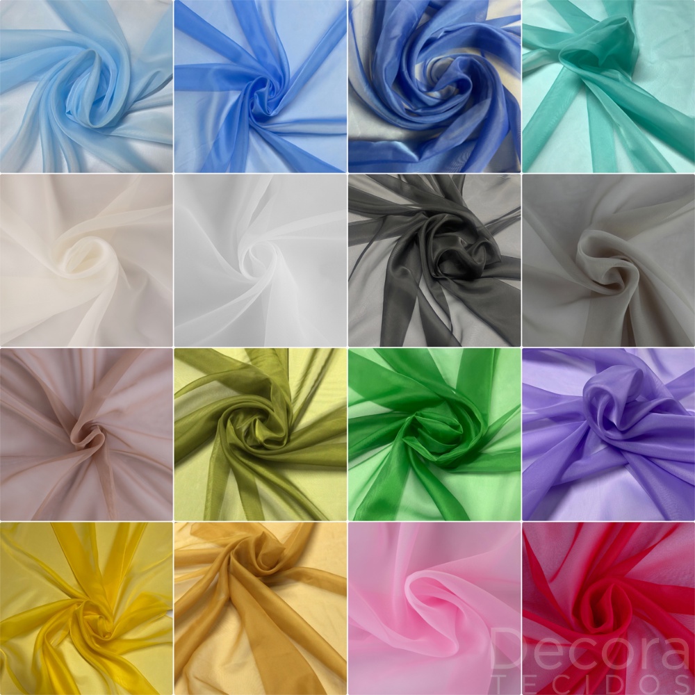 Tecido Voil Voal Liso Para Cortina Decoração Festa Diversas cores 1m x 3m largura Branco Pérola Vermelho Rosa Cinza Bege Azul Verde