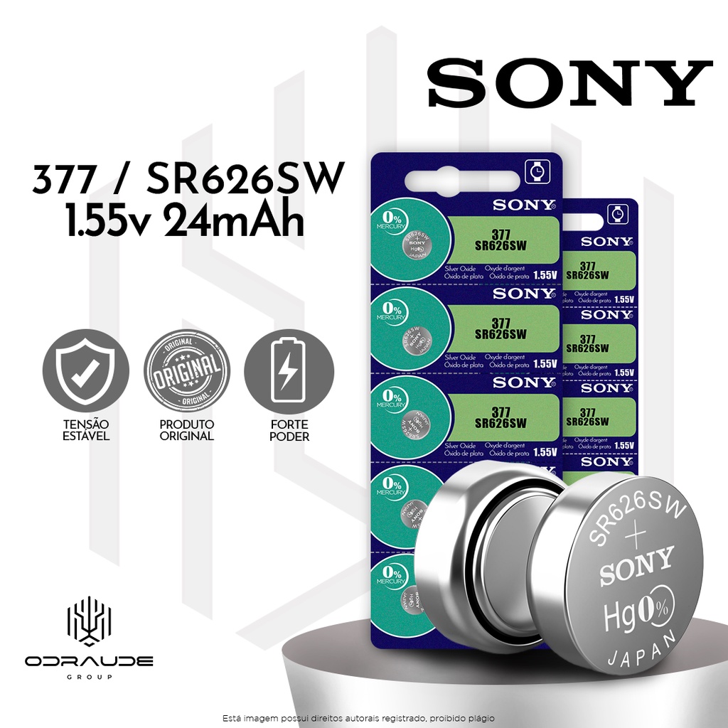Sony Bateria 377, 50 Pe&ccedil;as, Ag4 Lr626 377a Sr626sw 1.55v 626 Bot&atilde;o De C&eacute;lula Tipo Moeda Baterias