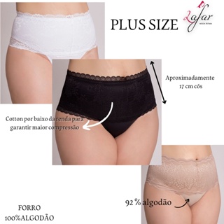 KIT 3 CALCINHA CINTA CÓS ALTO PLUS SIZE TAMANHOS 50 - 52 - 54 - PÓS PARTO PLUS SIZE - LAFAR