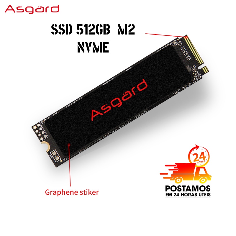 Ssd M2 Nvme Asgard 512gb velocidades READ 3300MB/s Write 2700MB/s