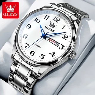 OLEVS Relógio Masculino Dourado Prata Original Marca Quartzo Digital À Prova D 'Água De Luxo