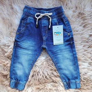 Calça Jeans Bebê Com Elastano e Ajuste Na Cintura P M G