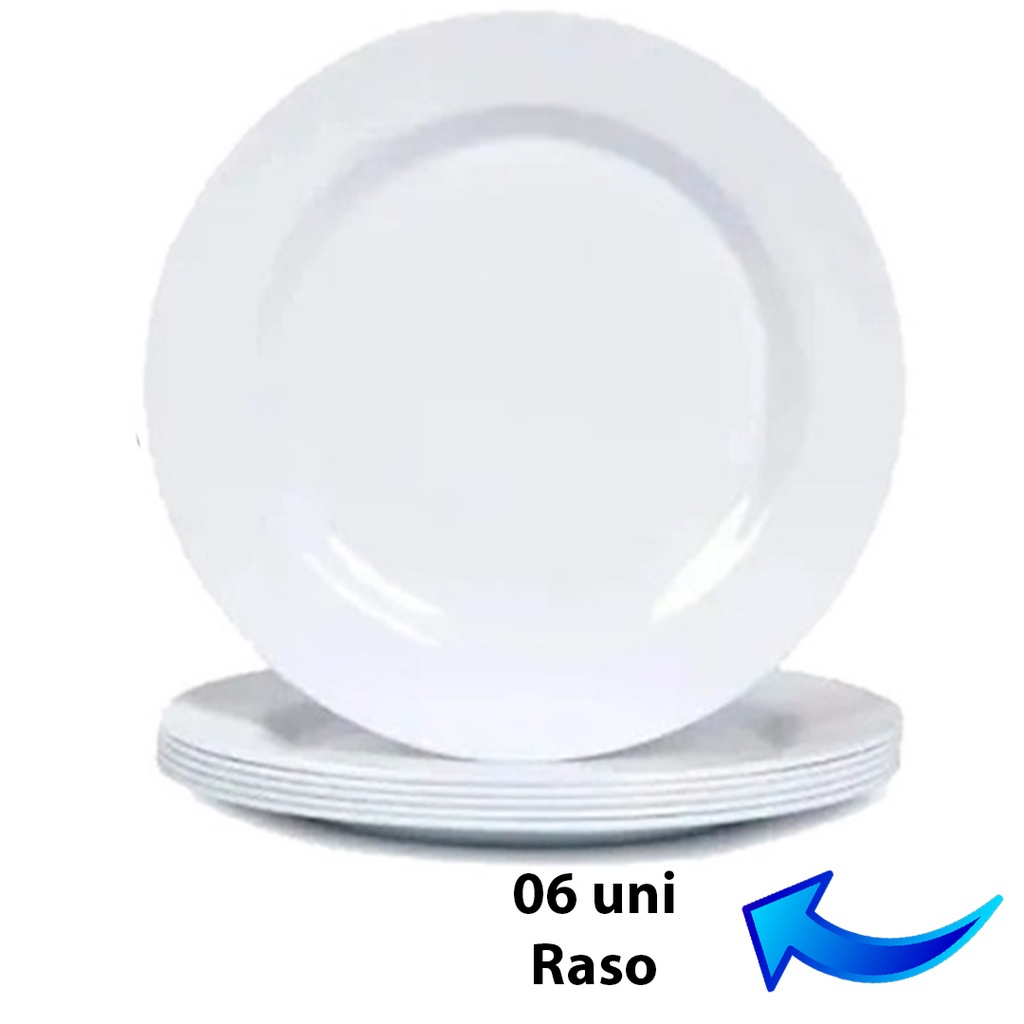 Jogo Kit 12 - 6 - 4 Pratos Menu Raso - fundo Branco Vidro Redondo ...