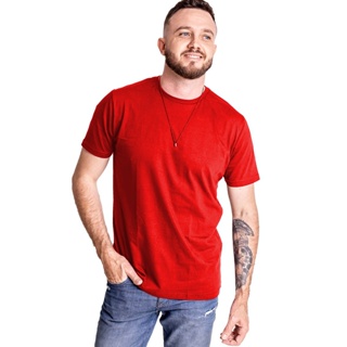 Camiseta Básica Masculina Slim Fit Vermelho