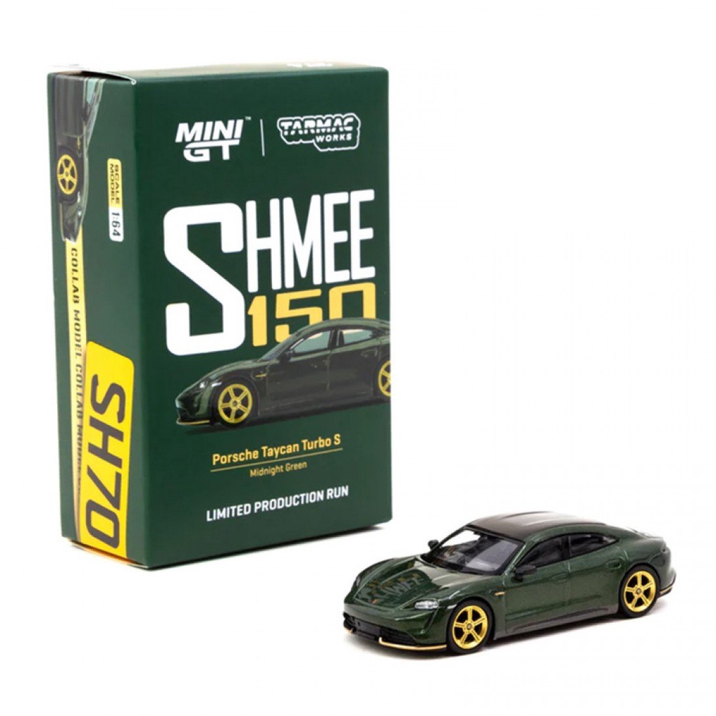 Tarmac Works X MINI GT MGT00274-R 274 1/64 PORSCHE TAYCAN TURBO S MIDNIGHT GREEN SHMEE150 Escala DIECAST Carro Modelo