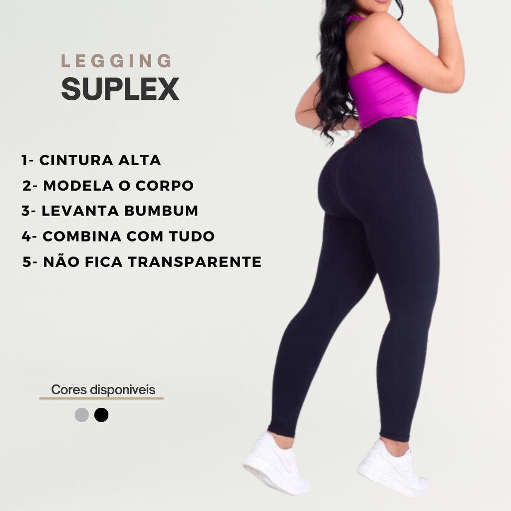 Calça Legging Suplex Grossa Fitness Levanta Bumbum Cintura Alta