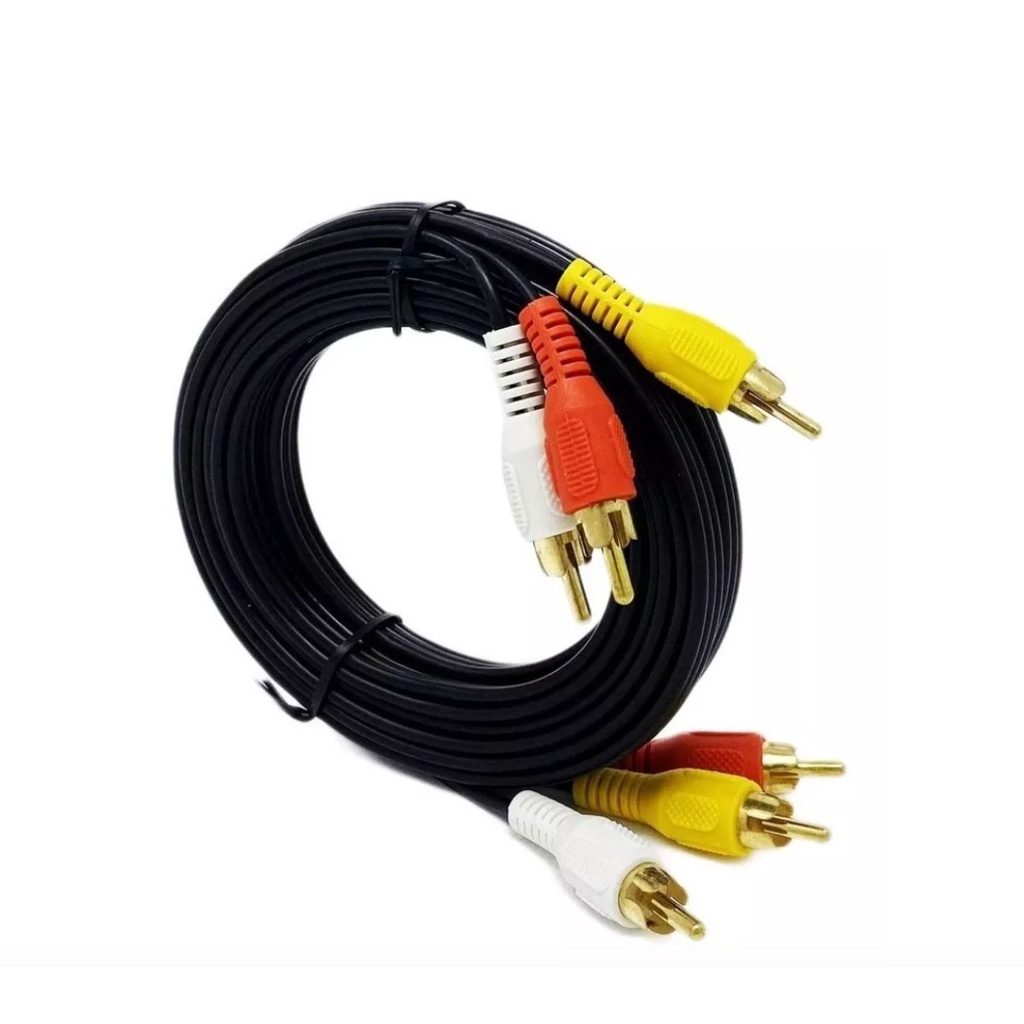 Cabo RCA Amarelo/Branco/Vermelho Audio e Video 3 Pinos | Shopee Brasil