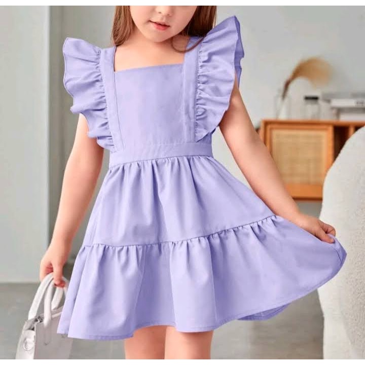 Vestido infantil com 2024 babado no decote