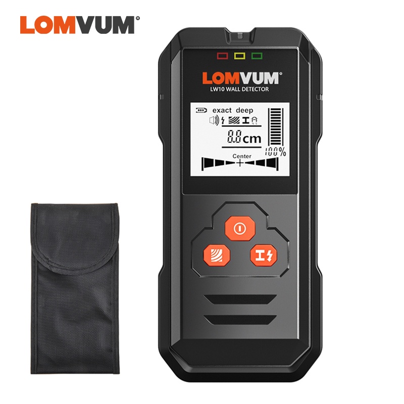 LOMVUM Detector De Metal Com Luz De Fundo Preto AC Localizador De Cabos De Madeira Fios Rastreador De Profundidade Undeground Leitor De Parede Resistente LCD HD