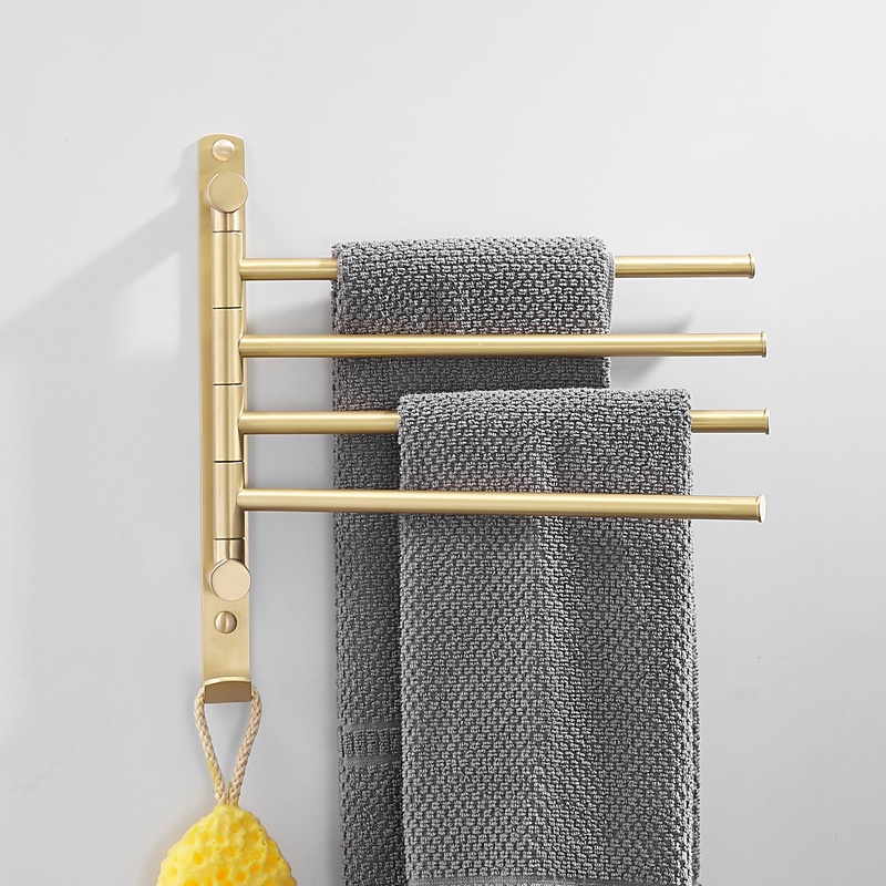 Toalheiro De Banho Giratório De Aço Inoxidável Cabide De 4 Braços Com Suporte De Toalhas Montado Na Parede Gancho