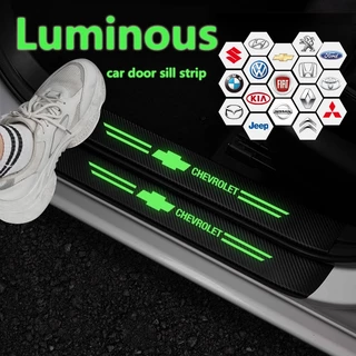 4Pcs Fita Adesiva Luminosa Protetora Da Soleira Porta Do Carro Anti-Riscos