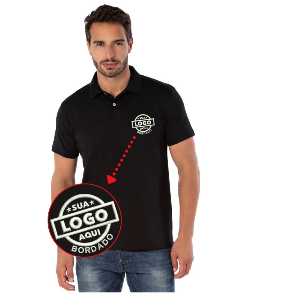 Camiseta Polo Bordada Personalizada Com Logo Uniforme Premium