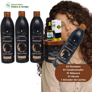 Kit Crina e Cauda C/ 2 Shampoo + 1 Condicionador + Mascara + 1 Ativador + 1 Serum Maycrene - 6 Produtos