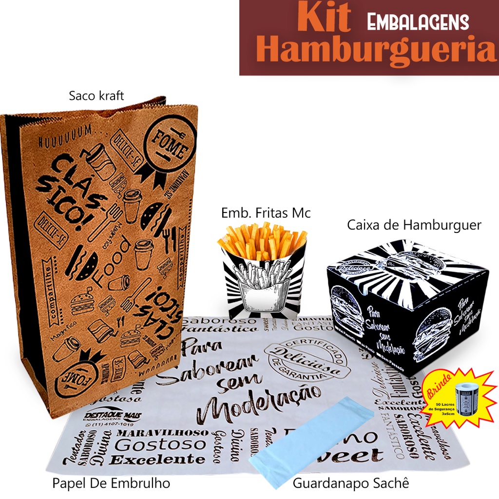 Kit Completo Hamburgueria PLB - Reina Embalagens