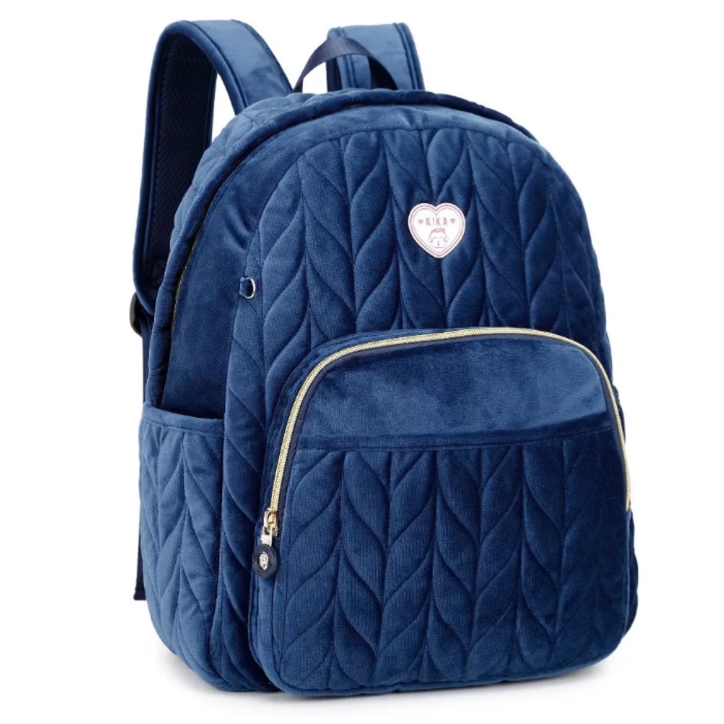 Mochila Juvenil Feminina Escolar Passeio Kika Aveludada Azul Shopee Brasil