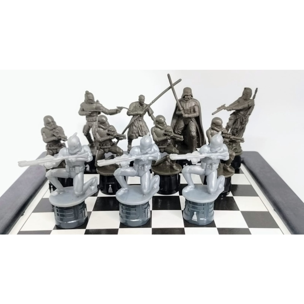 6 peças xadrez star wars oficial metal